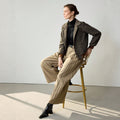 Fall Casual Long Sleeve Lapel Collar Plaid Fitted Set