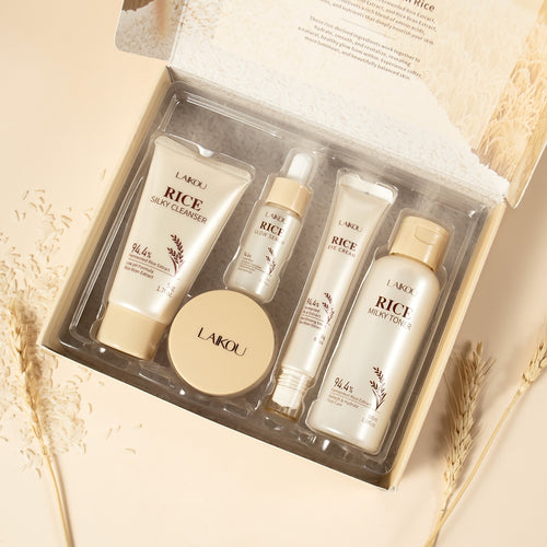 跨境新品莱蔻大米五件套保湿霜滋润植物提取面部护肤SKINCARE SET