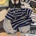 Women's Summer Embroidered Short Sleeve Striped Top 2026 | Casual Blouse - White