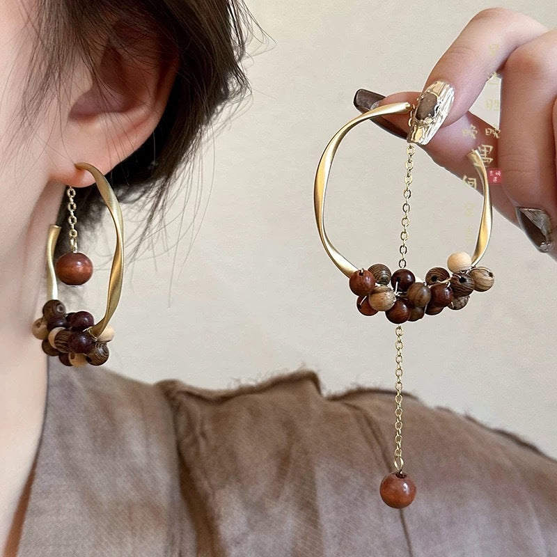 Chinese-Style Glass Bead Tassel Earrings - view 11