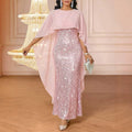 Lace Cape Sleeveless Maxi Dress - Elegant Evening Gown Resort Style Dress
