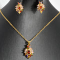 New Korean Version Retro Premium Rainbow Cubic Zirconia Pendant Necklace Women Light Luxury Versatile Clavicle Chain Earrings Set
