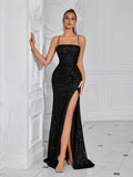 Women's Strapless Spaghetti Strap Sequin Slim Fit Classic Premium Socialite E...