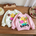 Girls' 3D Flower Bear Pullover Hoodie - Spring/Fall