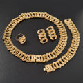 Africa Bride Heavy-Duty Thick Dense Round Polish Cuban Chain New Bead Gem Necklace Bracelet Set Earrings Ring Set