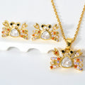 EU/US Import Colorful Crystal Small Stud Personality Animal Small Earrings Copper 18K Gold Plated Cubic Zirconia Set