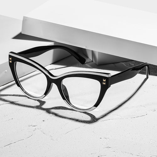 Contrast Cat-Eye Plano Women ins Breeze Western Glasses Frame Men Party Personality Bare Face Stud Wear Jewelry Frame