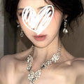 公主生日水滴项链耳环套装轻奢千金晚礼服女新娘高级夸张小众配饰
