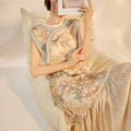 New Chinese Style Heavy Embroidery Modified Cheongsam Long Dress N4073