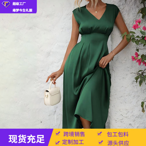 小礼服女2026新款派对主持人V领无袖简约名媛日常可穿显瘦连衣裙