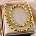 EU/US Import Accessory Statement Simple Fashionable Round Bead Clavicle Chain Hip-Hop Mixed Match Beaded Necklace Bracelet Set