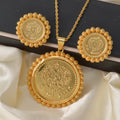Middle East Bead Gem Bestseller Jewelry Vintage Breeze 3D Texture Round Brand Lace Trim Pendant Necklace Earrings Set Women Overseas