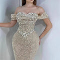 Off-Shoulder Sequin Lace Fish-Tail Gown - Slimming Birthday Party Evening Dress