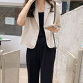 Women's Summer Elegant Short Sleeve Lightweight Loose Cropped Blazer + Top 2026 - Black