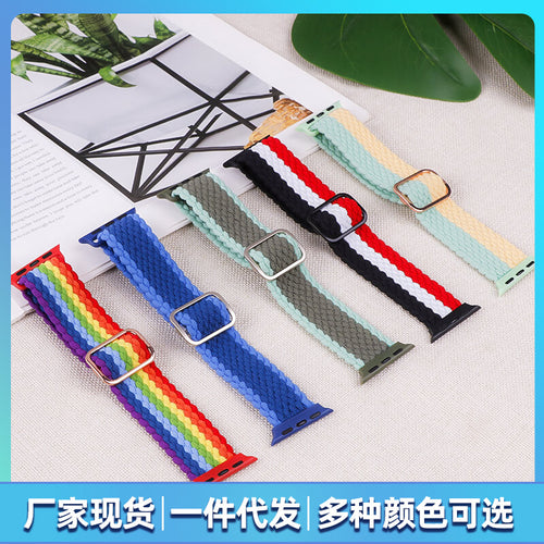 Fits Apple Woven Band Adjustable Nylon Woven Band iwatch789 Day Lettering Clasp Watch Band Factory