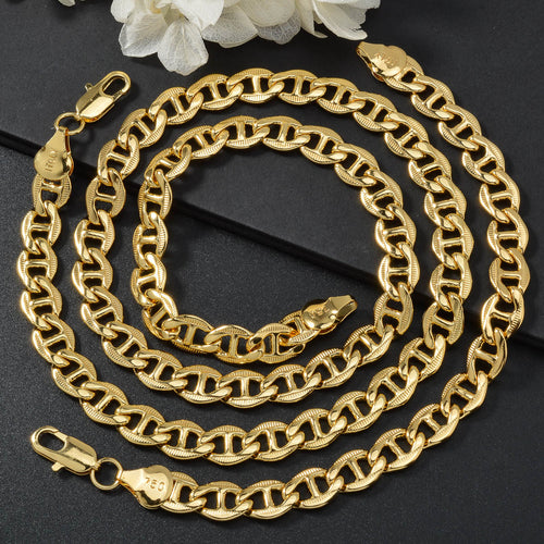 Western Fashionable Simple Day Lettering Spliced Details Press Flower Chain Necklace Bracelet Set Export Bestseller Gold Plated Knit