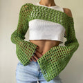 Women's Fall Casual Sexy Wool Flared Sleeve Cropped Flared Sweater 2026 - Green