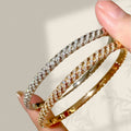 Light Luxury Premium Burst Sparkle Twist Pattern Full Diamond Bracelet Two-Tone Retro Stylish Niche Design Elegant Versatile Hand Jewelry