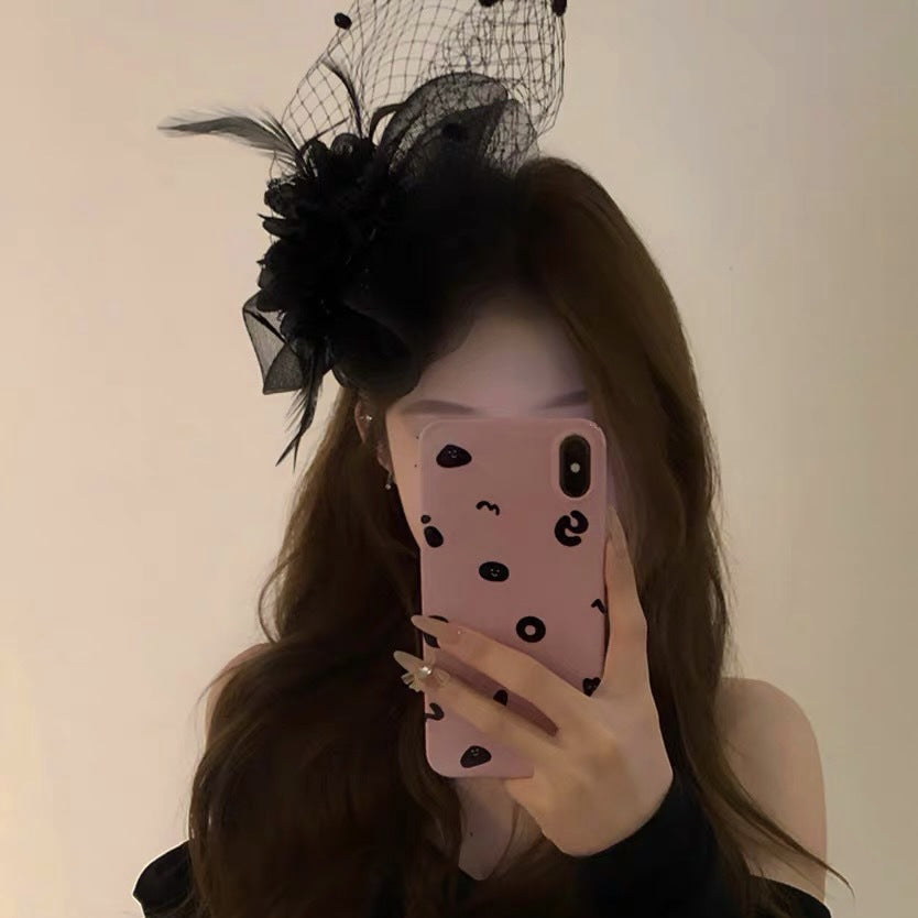 French Floral Feather Mesh Headband - view 2