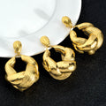 Western Retro Sand Gold Geometric Round Twist Earrings Necklace Set Overseas Personality Set Stock Wholesale