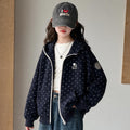 Girls' All-Over Star Contrast Hooded Cardigan