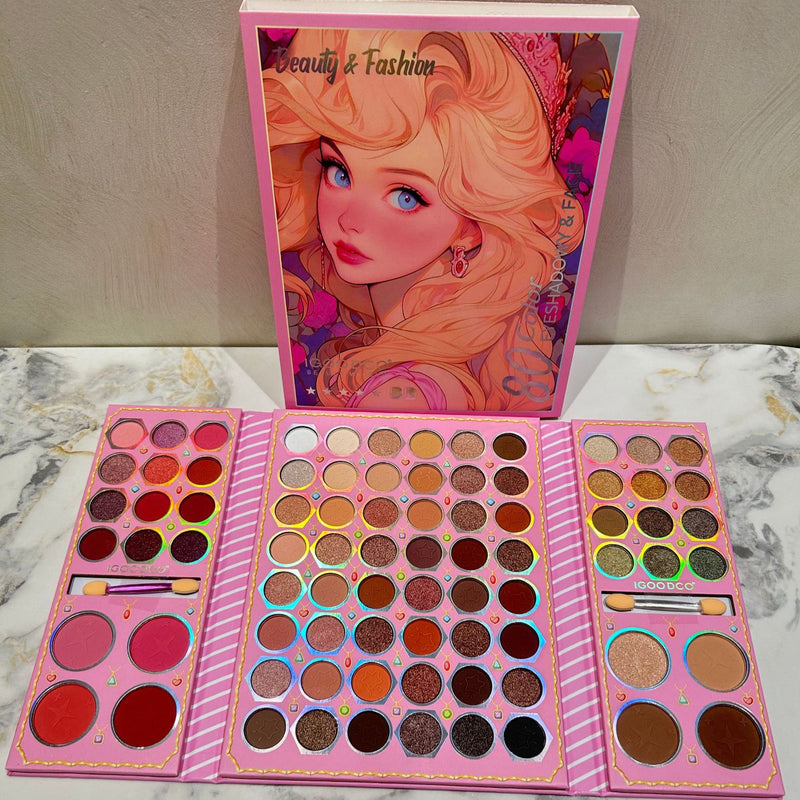 80-Color Eyeshadow Palette - Matte & Pearl Finish with Blush & Highlighter