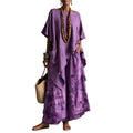 Women's Ethnic Vacation Linen Printed Loose Wide Leg Pants + Top 2-Piece Set 2026 - Olive