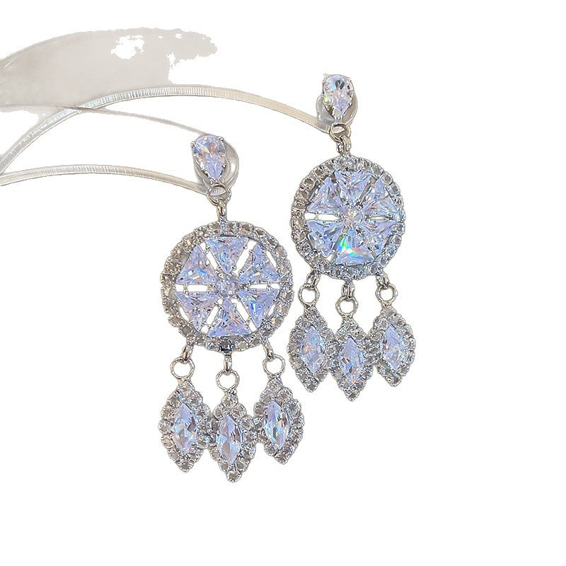 Sparkling Rhinestone Bow Drop Earrings - view 4