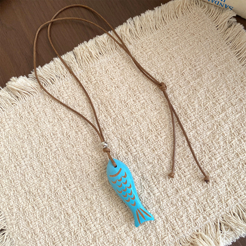 Acrylic Oval Pendant Cord Necklace - view 9
