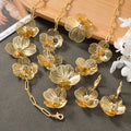 EU/US Import Dubai Gold 18K Necklace Bracelet Set Earrings Bride Knot Wedding Banquet Women Accessory Set Western
