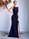 Women's Pleated Waist Elegant Evening Gown