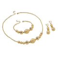 Africa Ethnic Style Gold Plated Jewelry 4-Piece Set Frosted Gold Bead Necklace Bracelet Set Earrings Ring Banquet Wedding Set