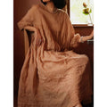 Handmade Embroidered Ramie Loose Dress, 2025 Summer