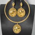Cross-Border New Release Cutout Base Pad Shiny Five-Point Star Necklace Earrings Set 2-Piece Set Exquisite Set Women