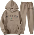 Fashion Plus Size Lined Printed Letter Print Hoodie Set