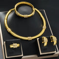 Dubai New Overseas 18K Chinese Style Plain Band Rhinestone Necklace Bracelet Set Earrings Ring Middle East Trendy Accessory Set