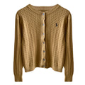 Women's Fall-Winter Retro Embroidered Knit Long Sleeve Crew Neck Sweater + Cardigan + - White