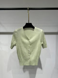 Women's Spring-Summer Versatile Short Sleeve Pleated Lightweight Cardigan + Jacket 20 - Yellow-Green