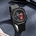 New Square Mens Watch Wheel Hub Rotation Motion Quartz Watch Overseas Hot Sale Fashionable Silicone Band Sports Waterproof Watch