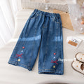 Girls' Bow Wide-Leg Jeans - Loose Fit