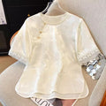 Summer New Chinese Retro Jacquard Embroidered Short Sleeve Crew Neck Heavy Shirt