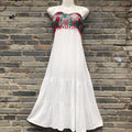 Ethnic Style Cotton Linen Embroidered Camisole Beach Dress
