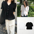 Summer Korean Gentle Short Sleeve V-Neck Shirt