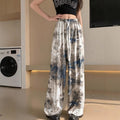 Summer Chinese Casual Printed Wide Leg Pants