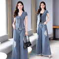 Summer Fashion Elegant Wide Leg Pants 2-Piece Set