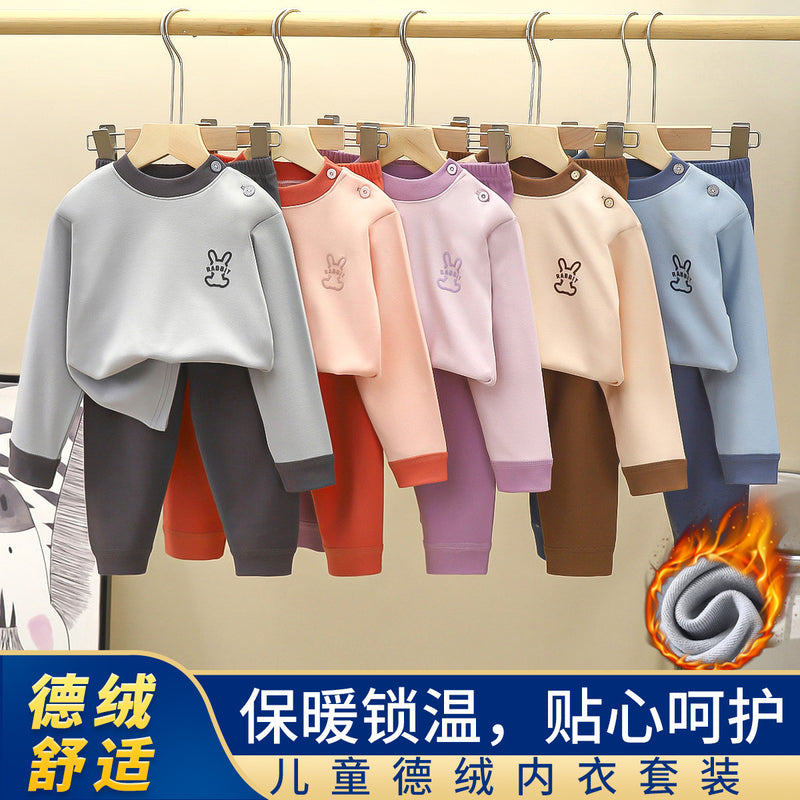 children's velvet suit autumn and winter new home clothing boys' autumn clothes and autumn pants sui