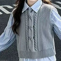 Girls' Korean Knit Vest Shirt Tank Jeans Three-Piece Set
