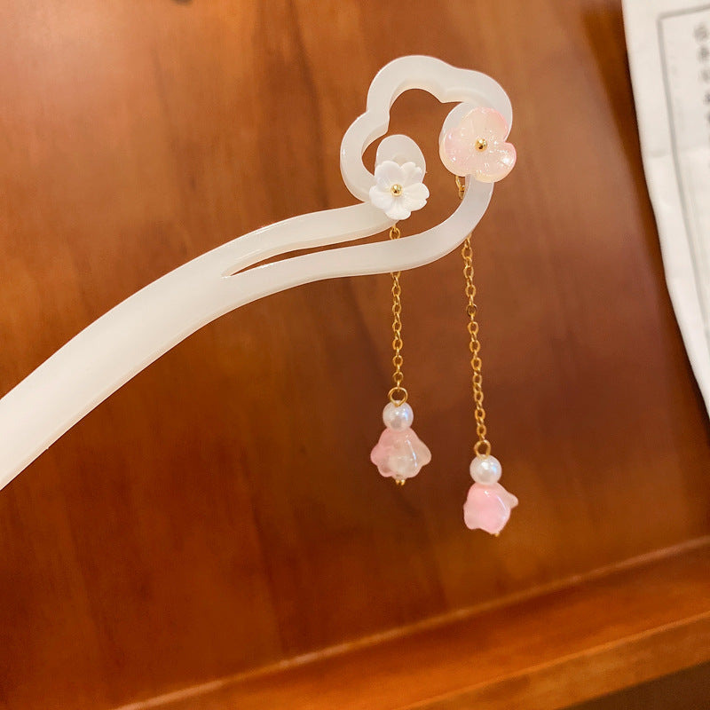 Chinese-Style Jade Rabbit Floral Hair Stick - view 4