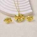 Africa Bride Jewelry Set 3D Relief Layered Egg Flower Pendant Necklace Pendant Earrings Set