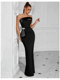 Women's Strapless Rhinestone Party Gown - Slim Fit